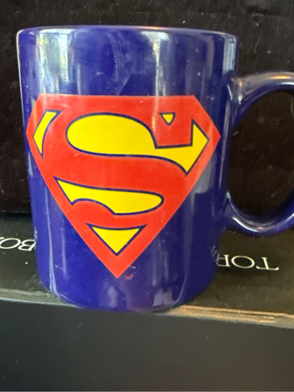 DC Blue Red Yellow Ceramic Superman Logo Mug Coffee Tea Collectible